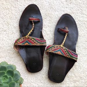 Handmade Indian Brown Leather Slides Sandals